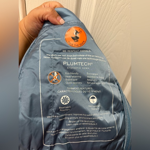 Save The Duck Cindy Long Puffer Vest Size Large Blue - Picture 7 of 8